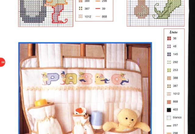 Various cross stitch patterns with goblins for baby bibs (4)