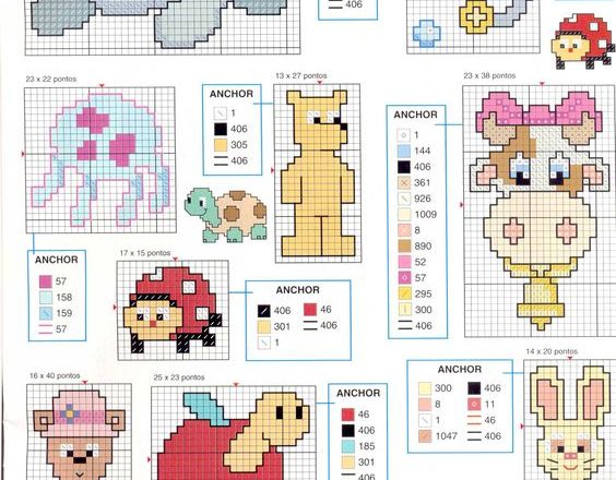 Various little animals free cross stitch patterns
