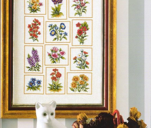 Various mixed flowers free cross stitch patterns (1)