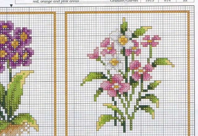 Various mixed flowers free cross stitch patterns (2)