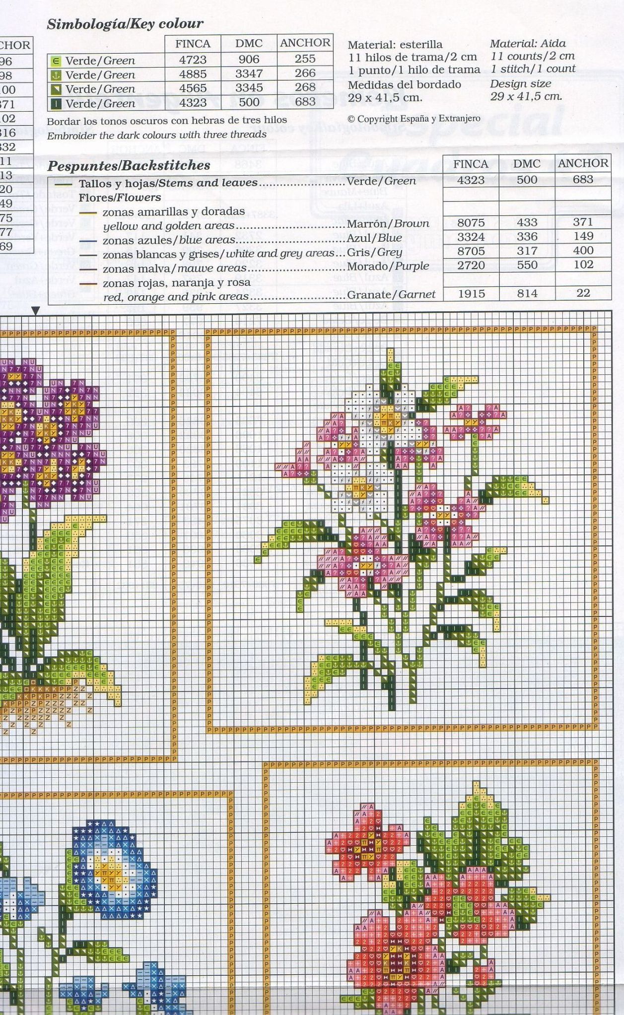Various mixed flowers free cross stitch patterns (2)