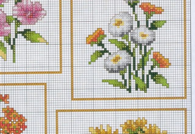 Various mixed flowers free cross stitch patterns (3)