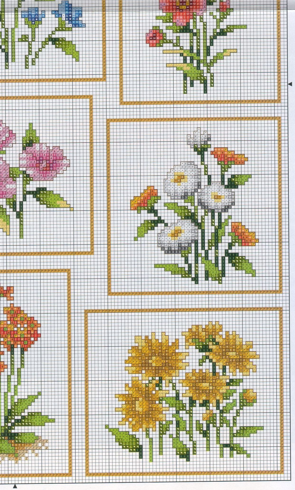 Various mixed flowers free cross stitch patterns (3)