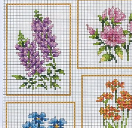 Various mixed flowers free cross stitch patterns (4)