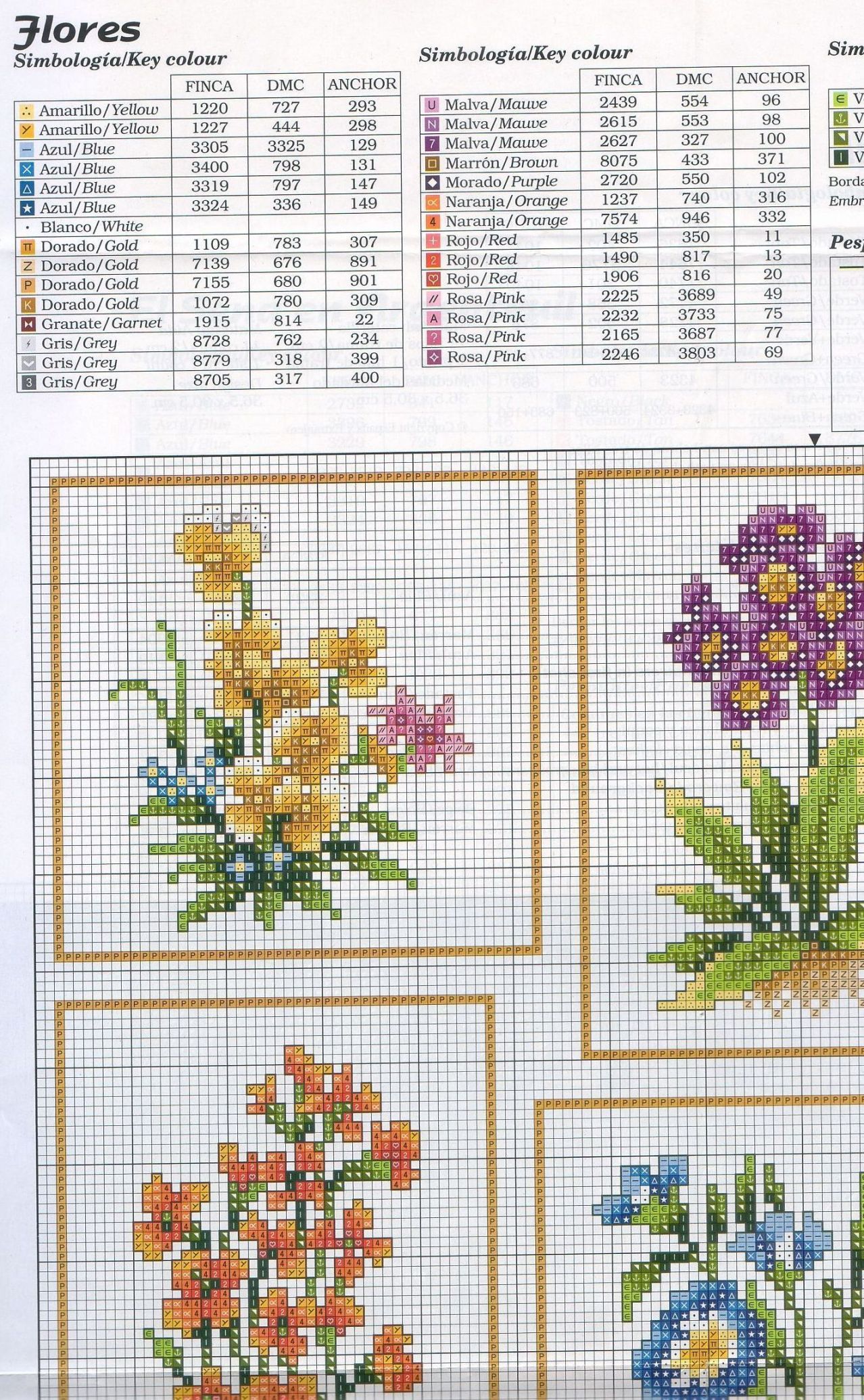 Various mixed flowers free cross stitch patterns (5)