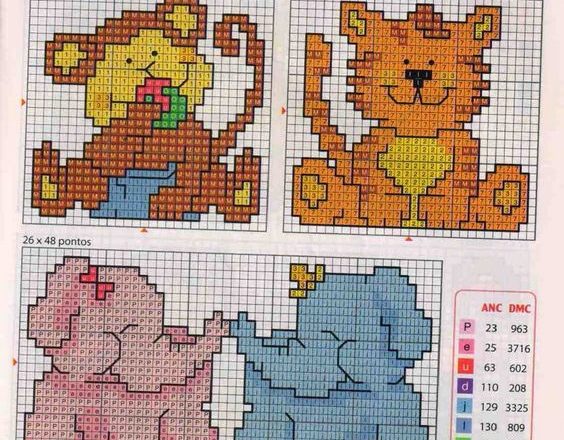 Various small animals cross stitch patterns free