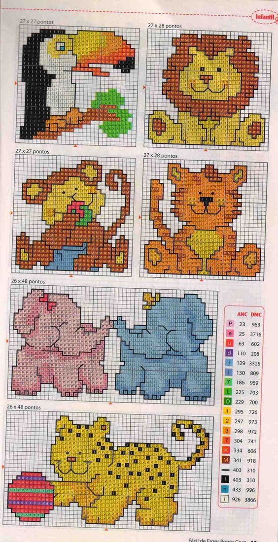 Various small animals cross stitch patterns free