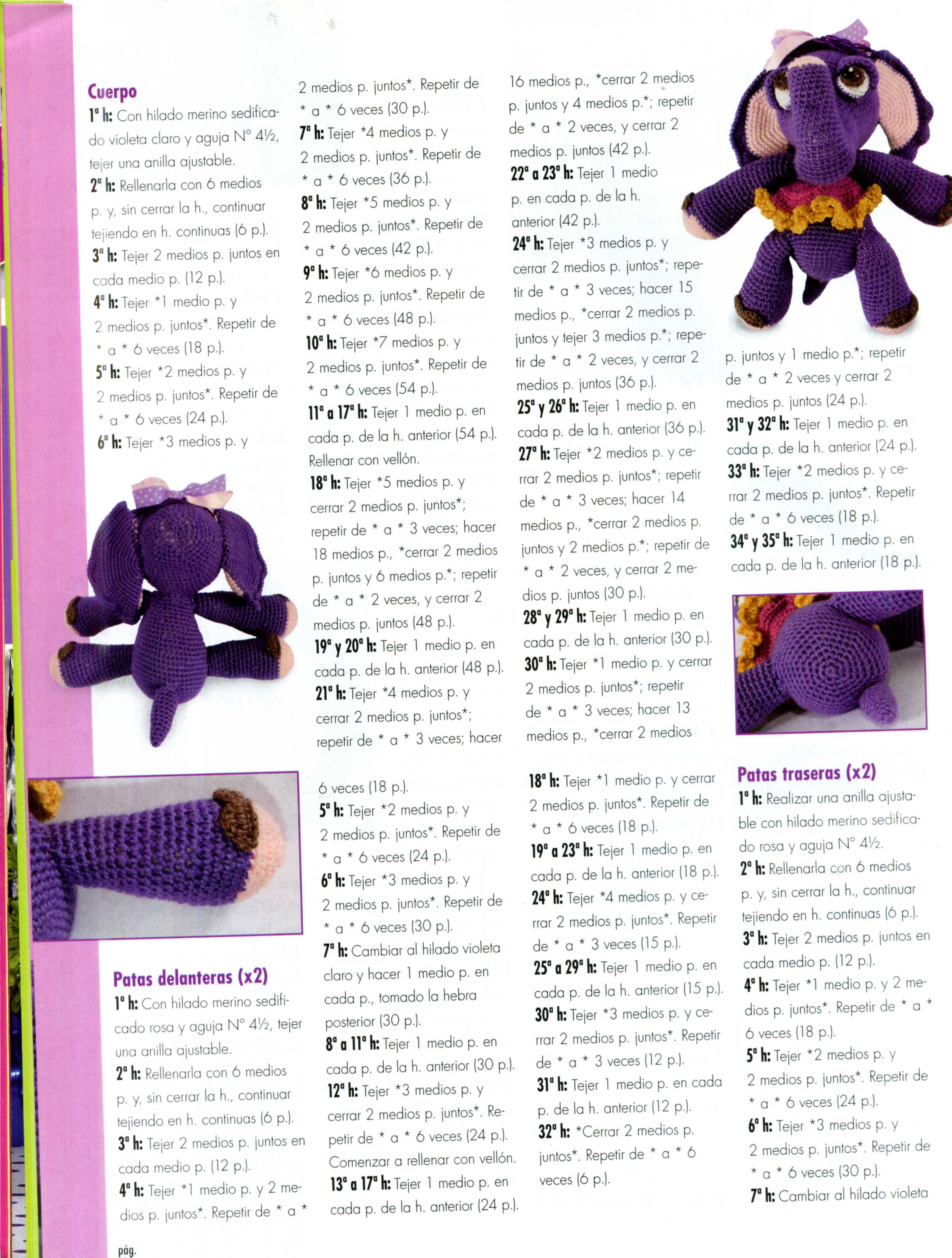 Violet elephant amigurumi pattern (4)