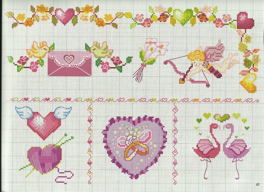 Wedding rings cross stitch pattern