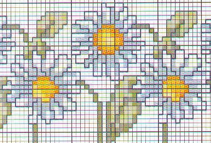 White daisies cross stitch pattern