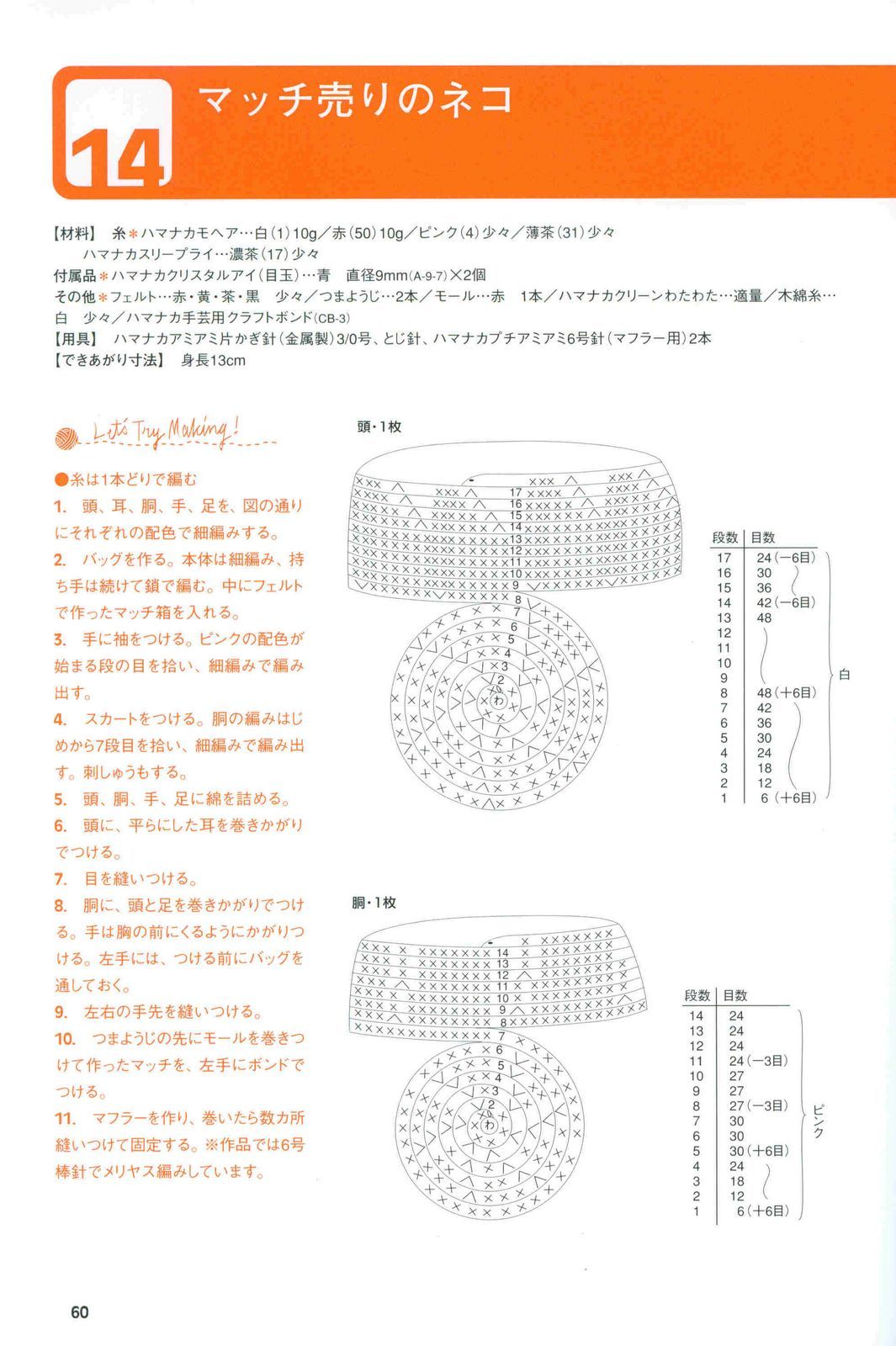 White kitty with red dress and basket amigurumi pattern (2)