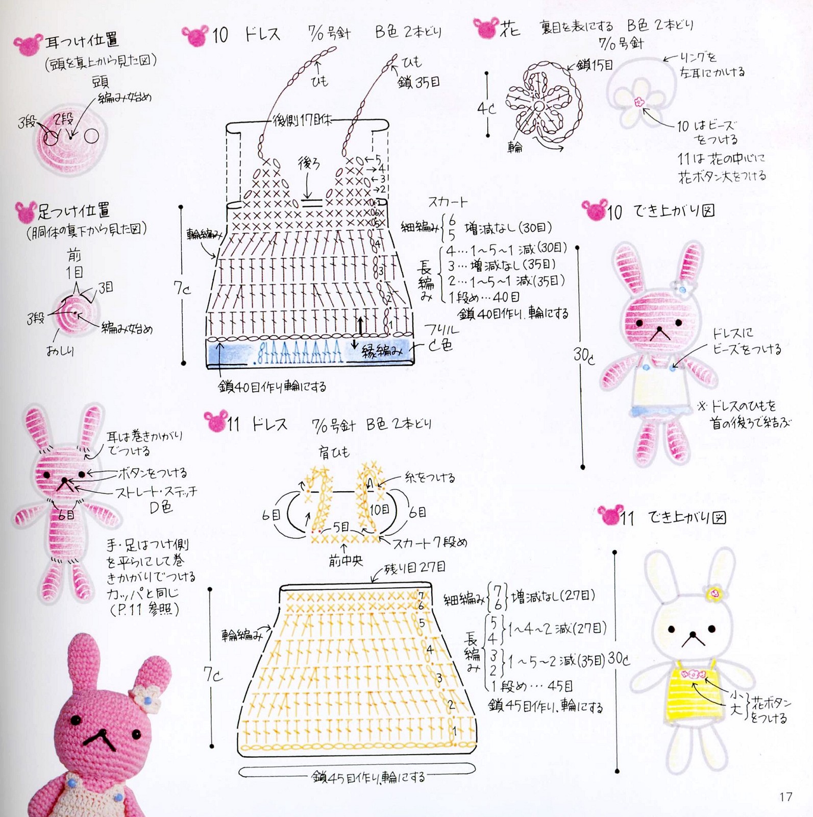 Yellow and pink bunnies amigurumi pattern (3)