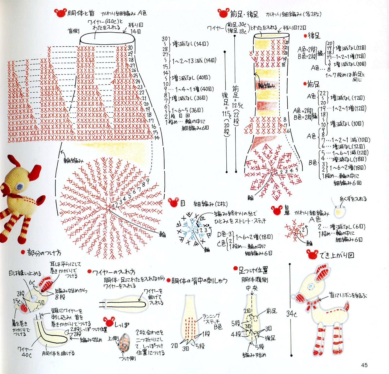 Yellow and red deer amigurumi pattern (3)