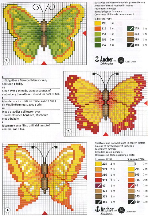 Yellow shades butterflies free cross stitch patterns