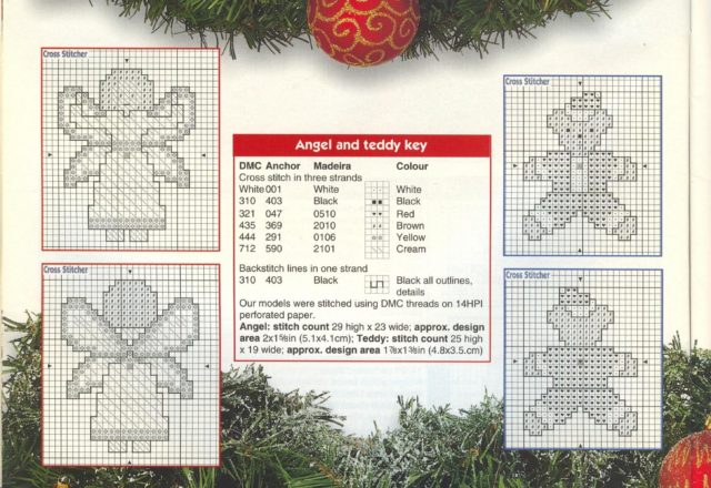 angels and teddy bears patterns to hang on the Christmas tree