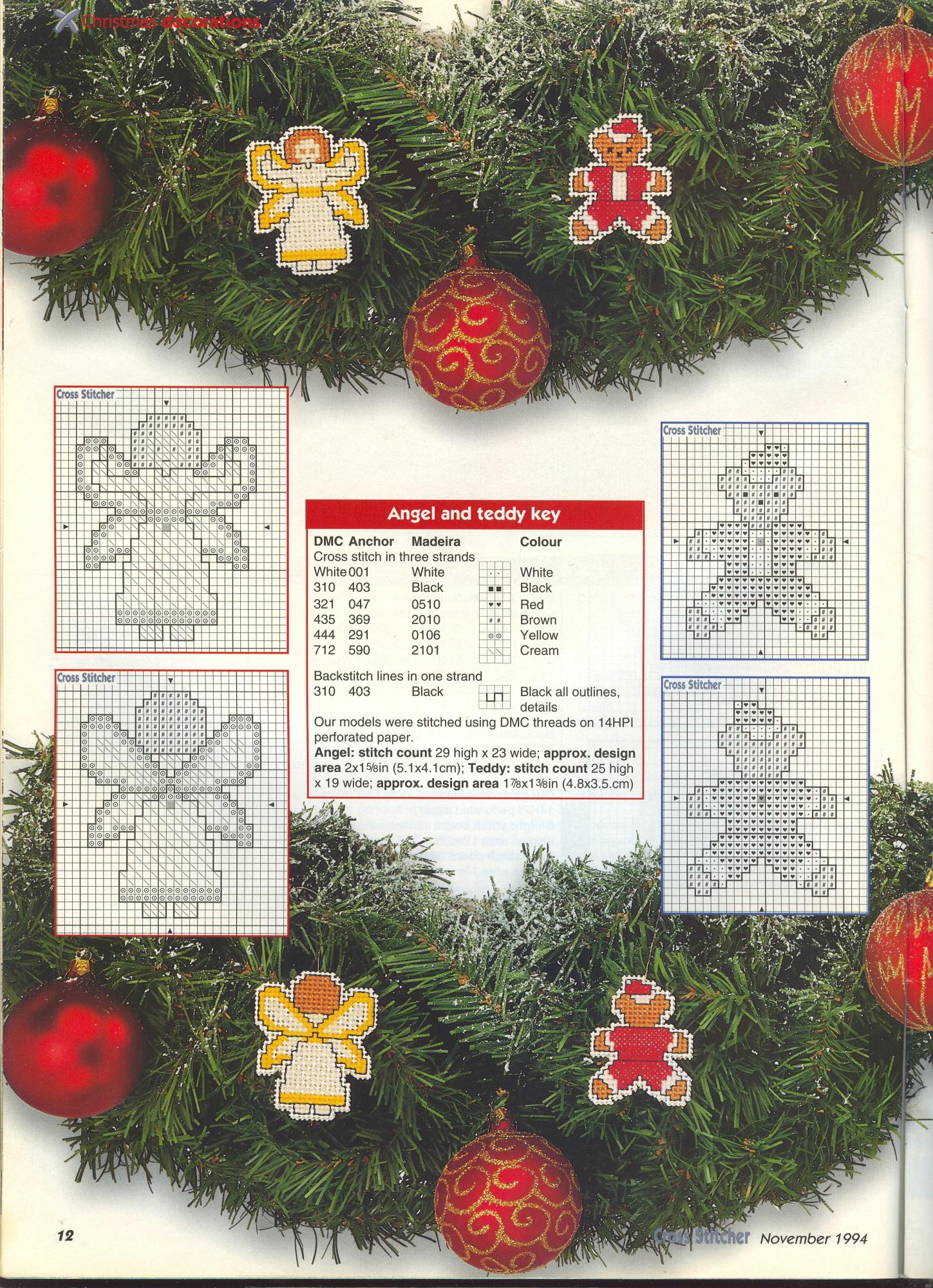 angels and teddy bears patterns to hang on the Christmas tree