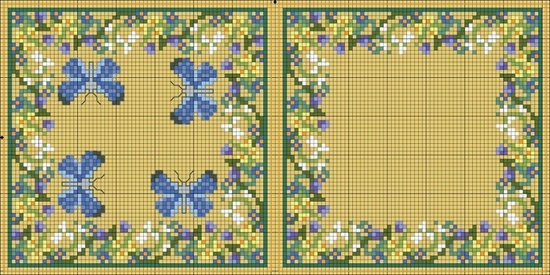 biscornu butterflies and flowers