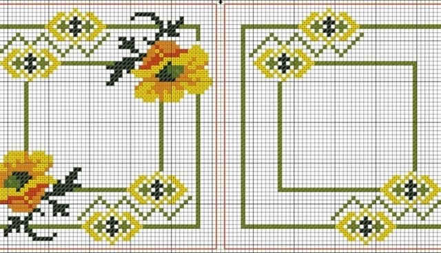 biscornu yellow flowers