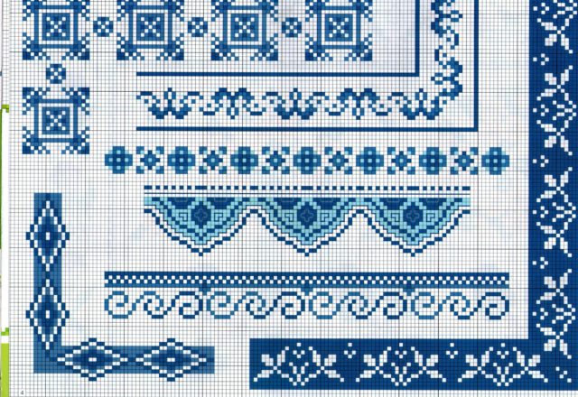 board cross stitch themed blue