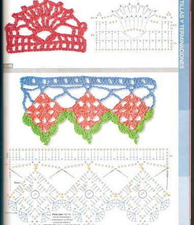 border crochet square pendants