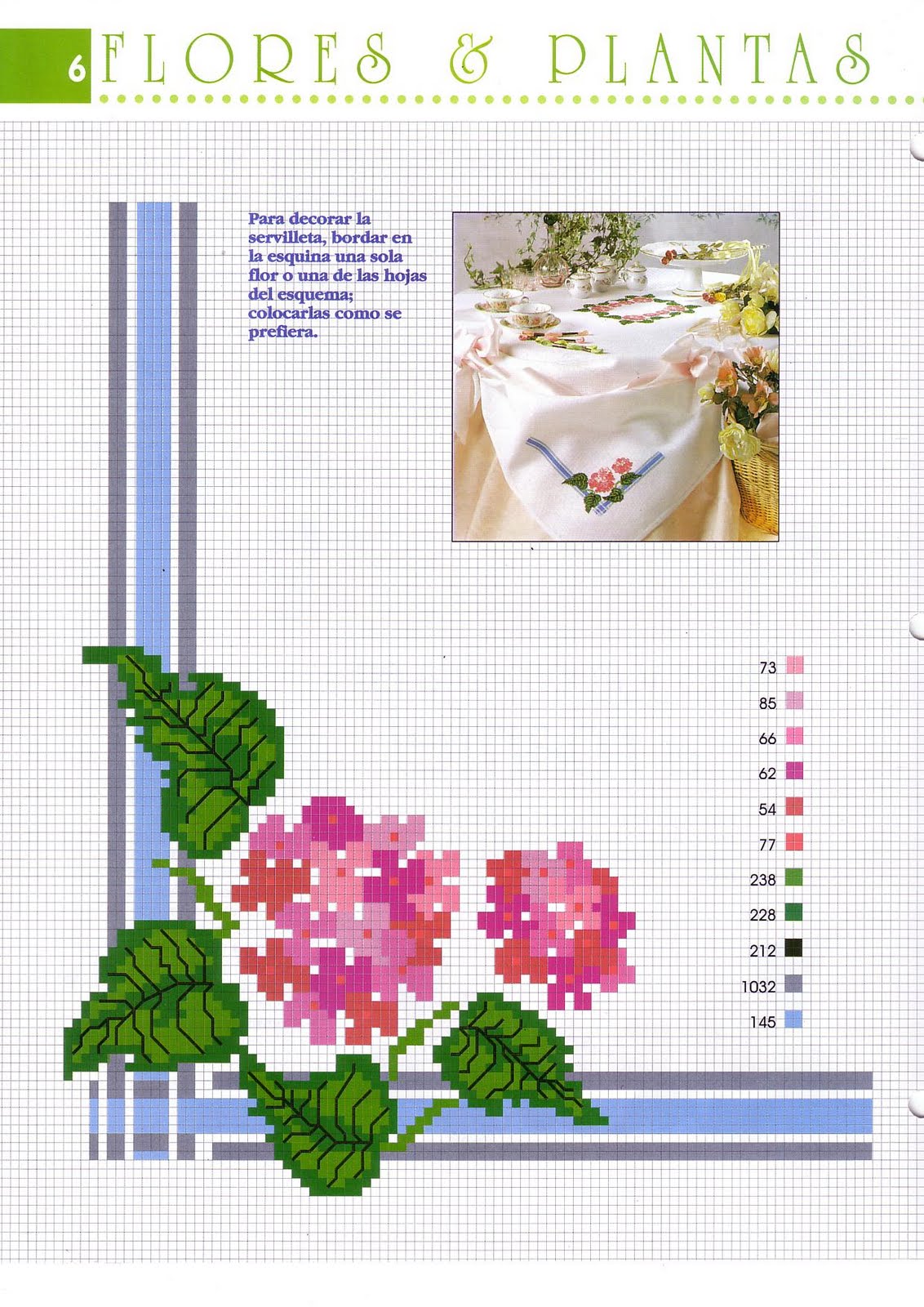 border cross stitch floral tablecloth
