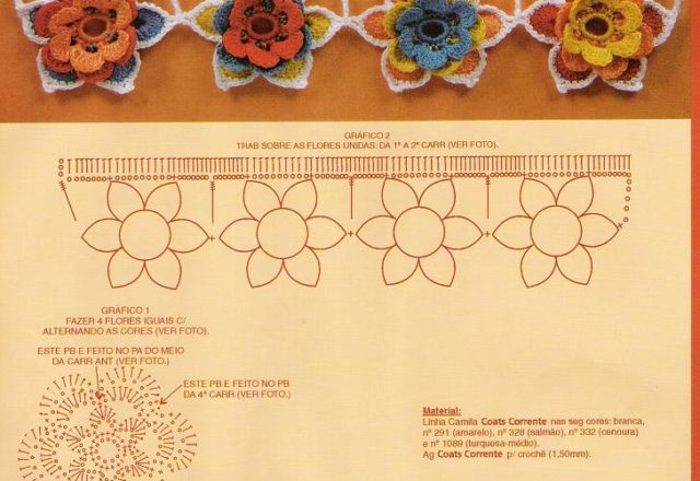 border with crochet flowers