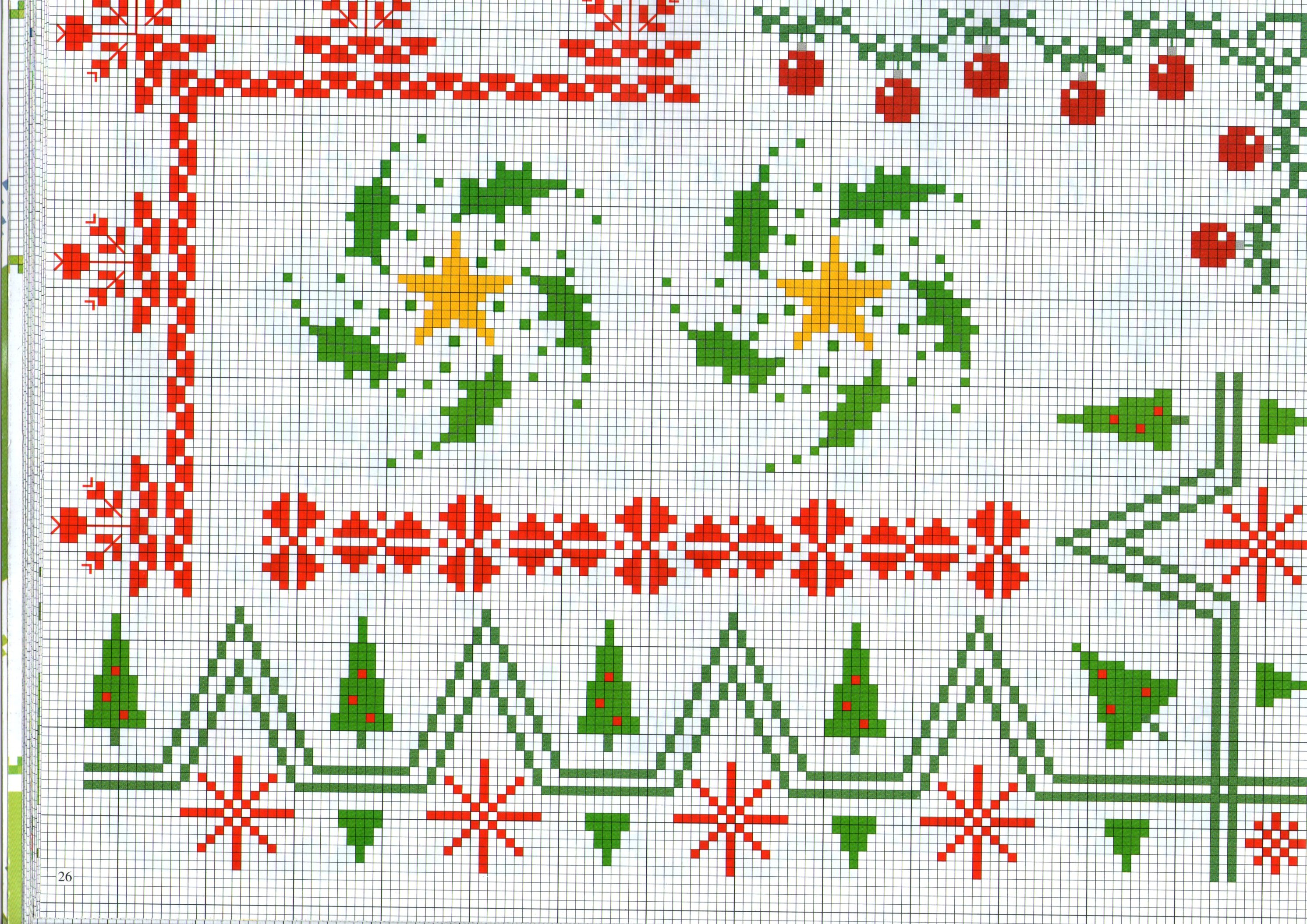 borders cross stitch themed Christmas trees and balls