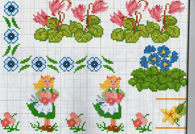 borders cross stitch-themed countryside