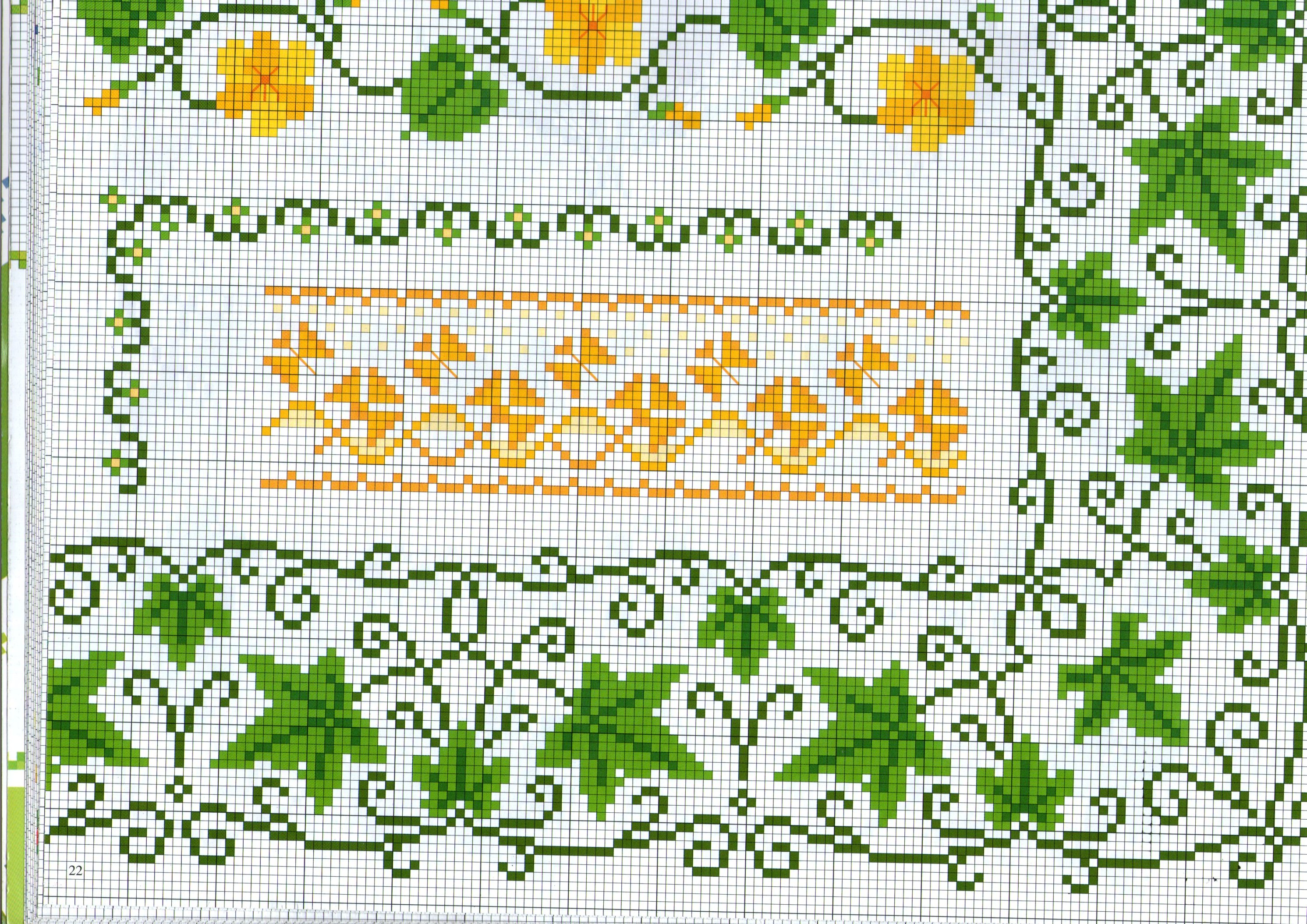 borders cross stitch with various leaves and flowers