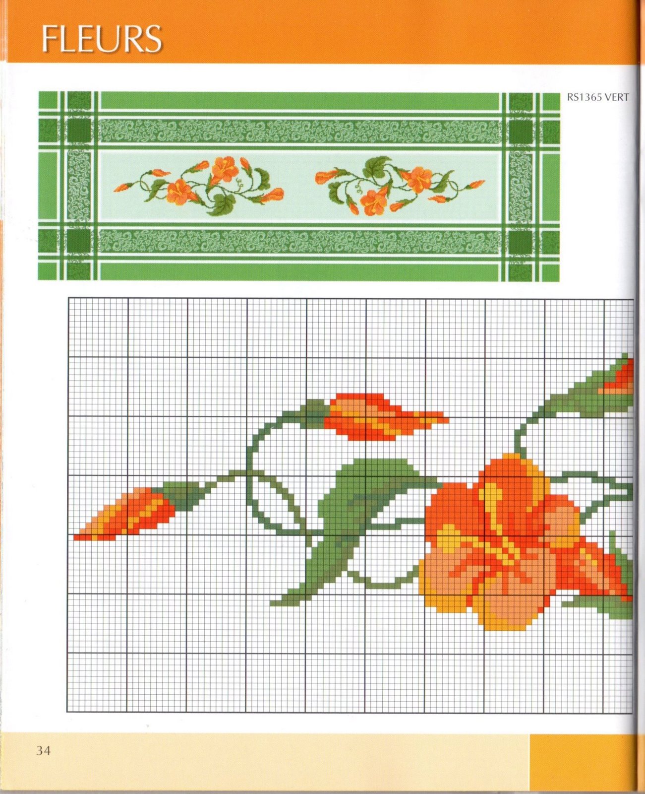 centerpiece bluebells cross stitch orange (1)