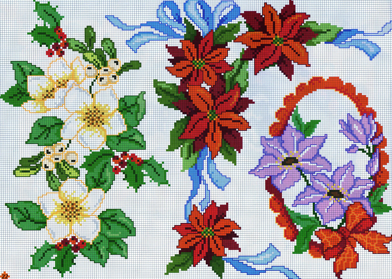 christmas flowers violet white and red