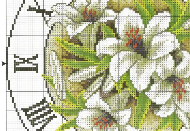 clock round Lilium cross stitch (1)