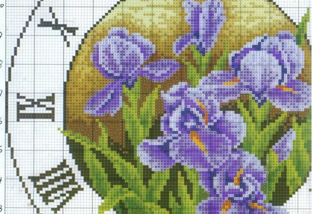 clock round iris cross stitch (2)