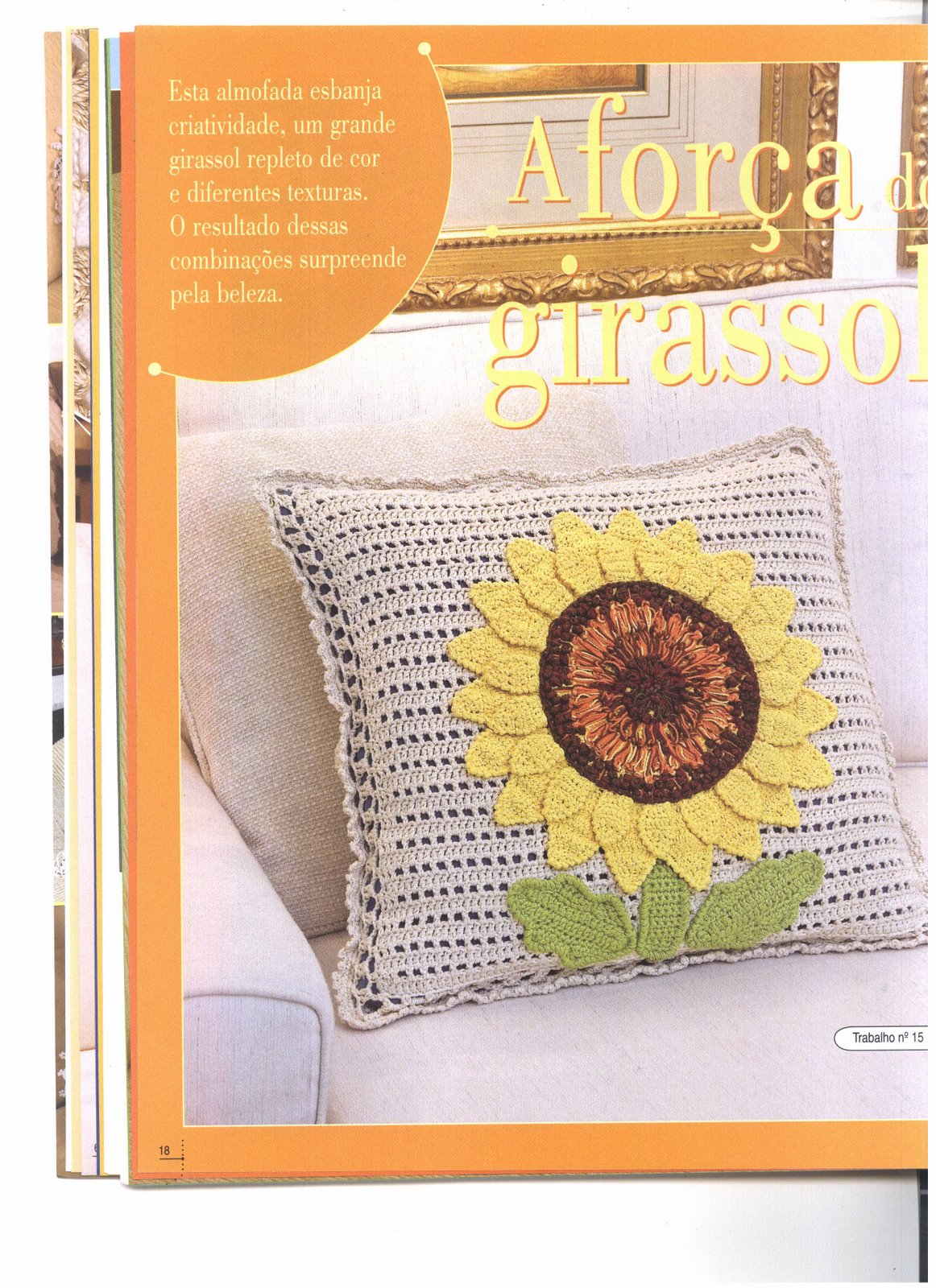 crochet cushion applied sunflower (1)