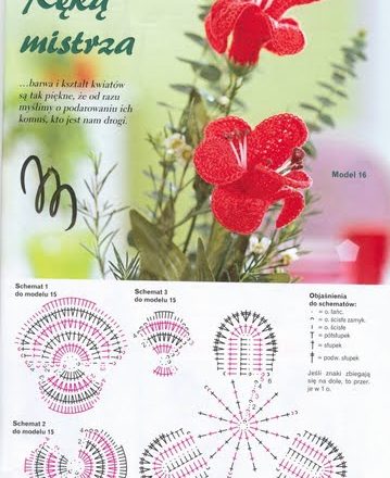 crochet flowers red orchids