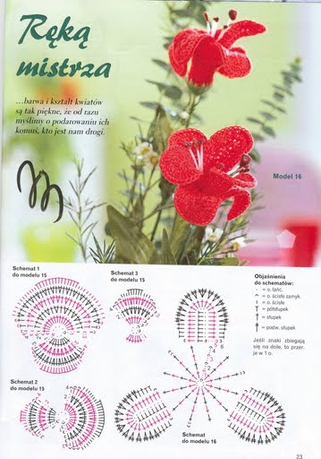 crochet flowers red orchids