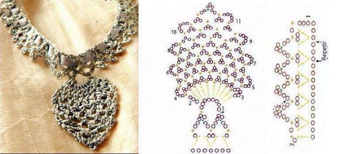 crochet necklace with pendant