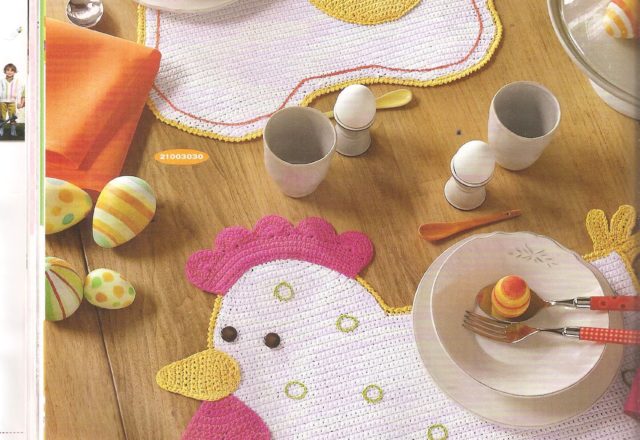 crochet placemats egg hen (1)