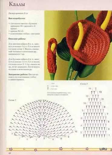 crochet red flowers anthurium blossom