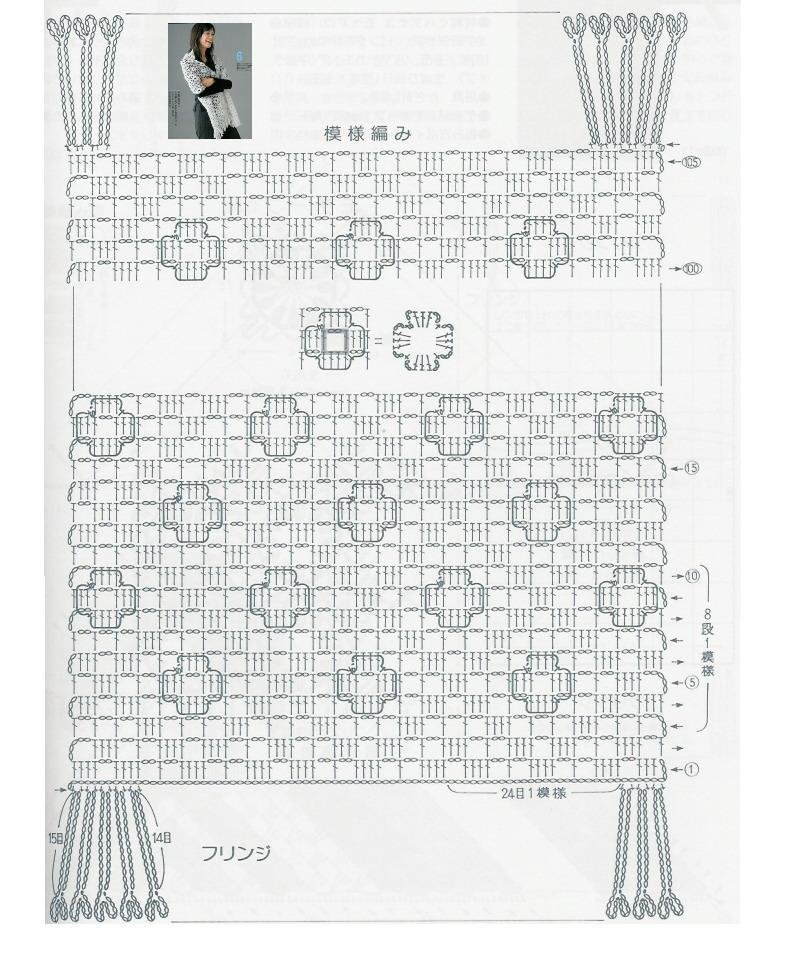 crochet stole beaded flowers (2)