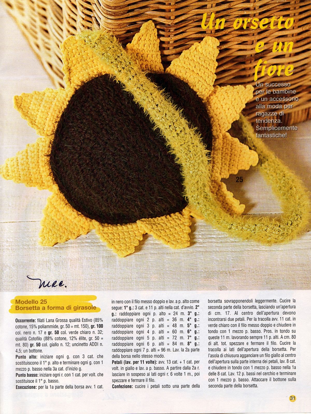 crochet sunflower handbag