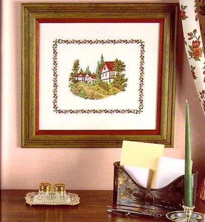 cross stich Picture with a piece of cottage (1)