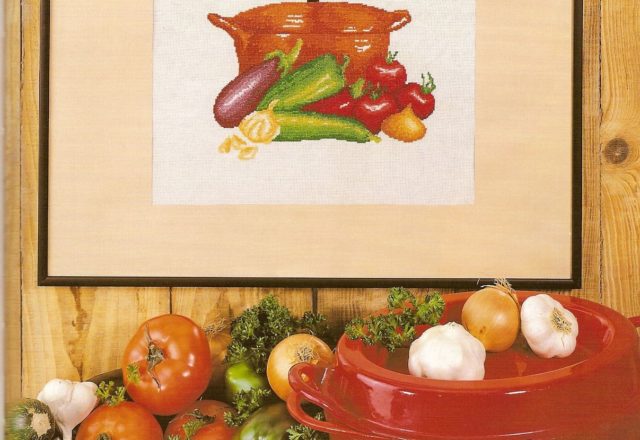 cross stich picture for kitchen pot with vegetables (1)