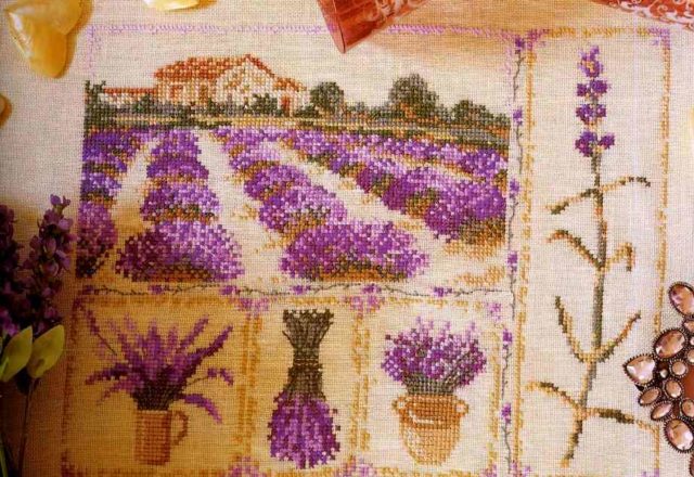 cross stich picture lavender field (1)