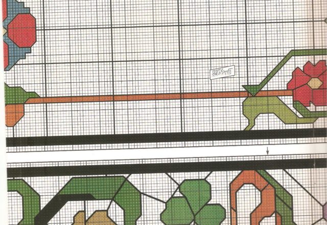 cross stich picture with stained glass flowers (1)