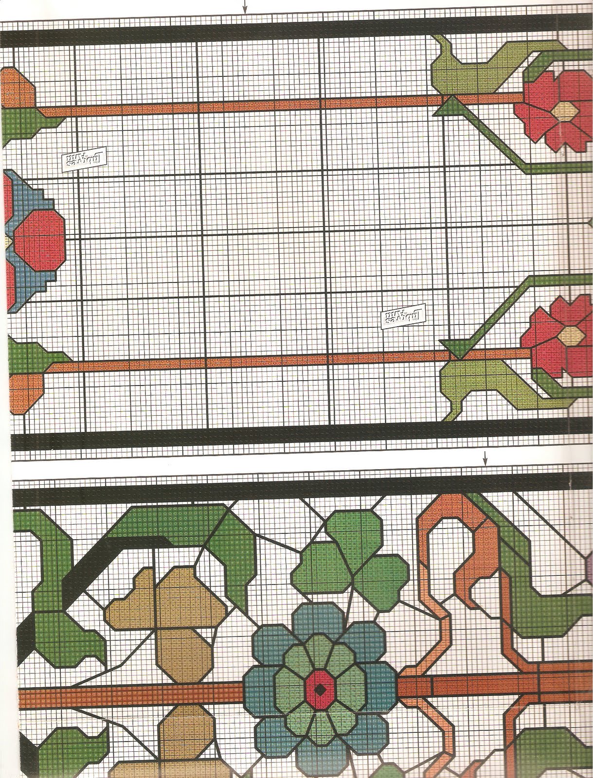 cross stich picture with stained glass flowers (1)