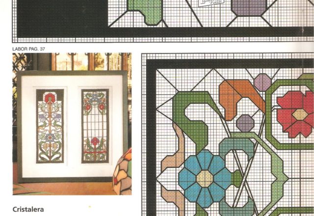 cross stich picture with stained glass flowers (4)