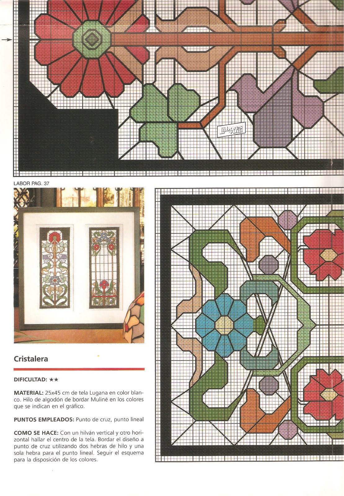 cross stich picture with stained glass flowers (4)