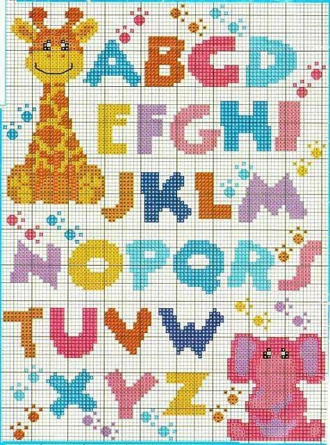 cross stitch alphabet giraffe and elephant