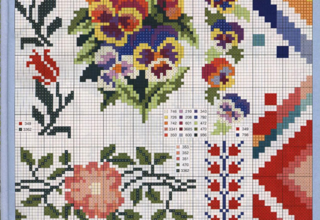 cross stitch borders tulips and pansies